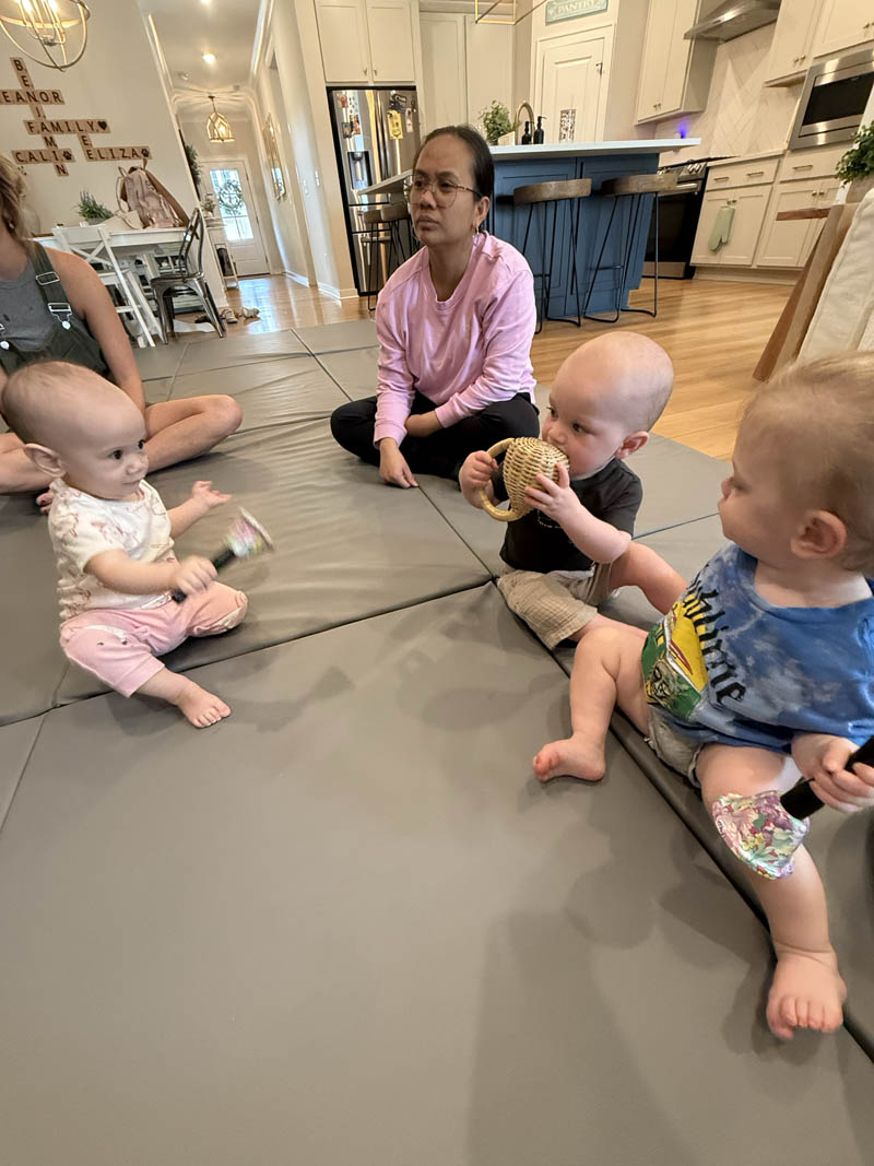 Mommy's morning with mom and babies